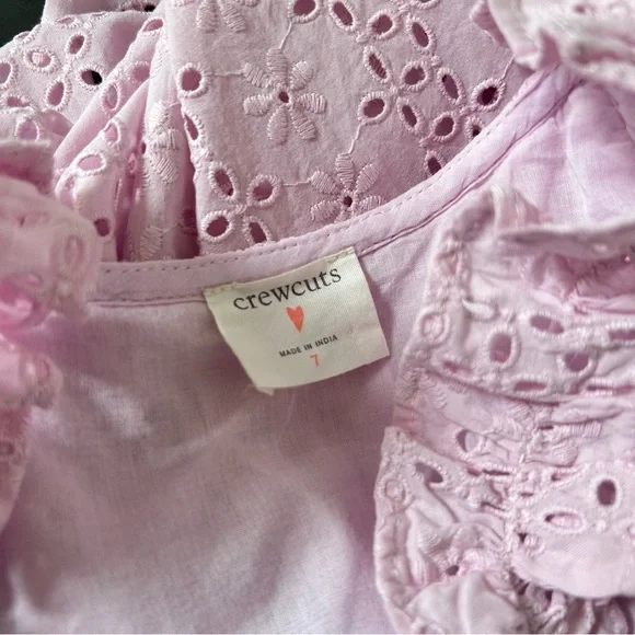 Crewcuts Girl Pink Eyelet-Embroidered Sleeveless Cotton Dress, Size 7 - Picture 6 of 7